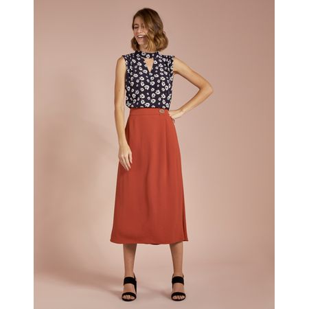 saia de crepe midi