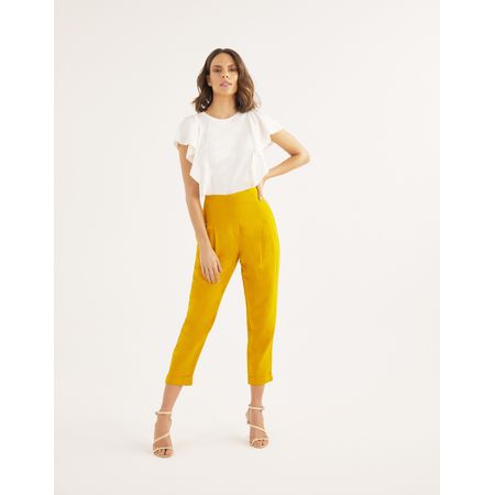 calça de linho amarela